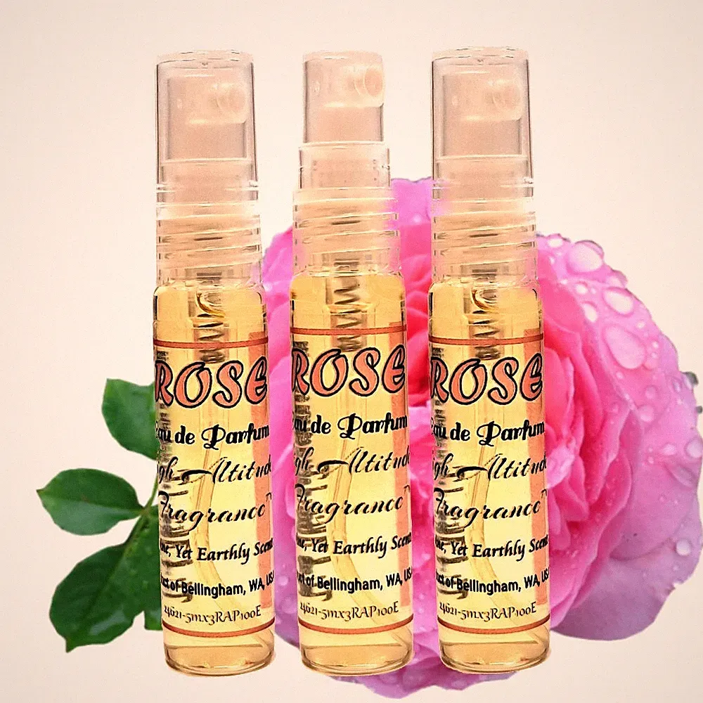 ROSE Perfume Spray for Women with Rose Otto Natural Organic Travel Gift - 3x5ml